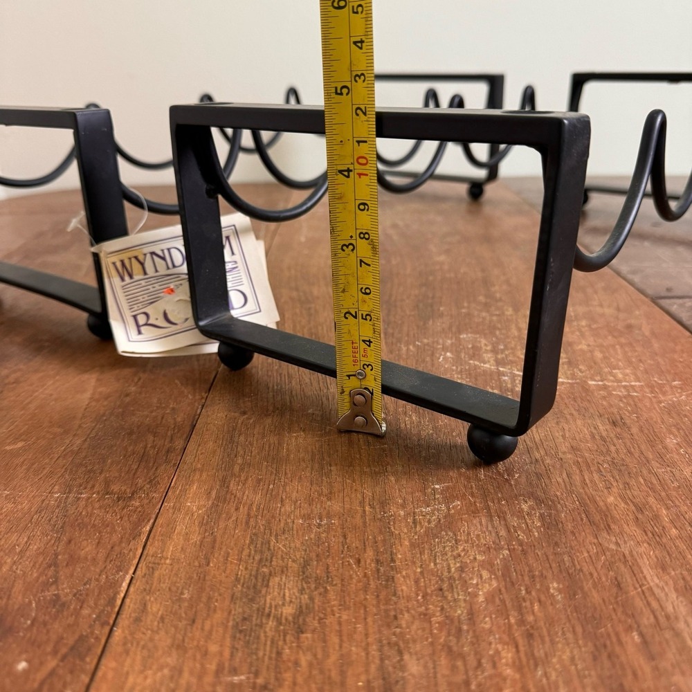 Wynham Road Black Wrought Iron Pair (2) Stacking Wine Bottle Holders NEW - Picture 10 of 10